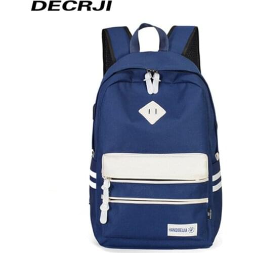 DECRJI Multifunction USB Charging Backpack Shoulder Bag Men High Quality Nylon Laptop Backpack 2020 Unisex Fashionable Rucksack