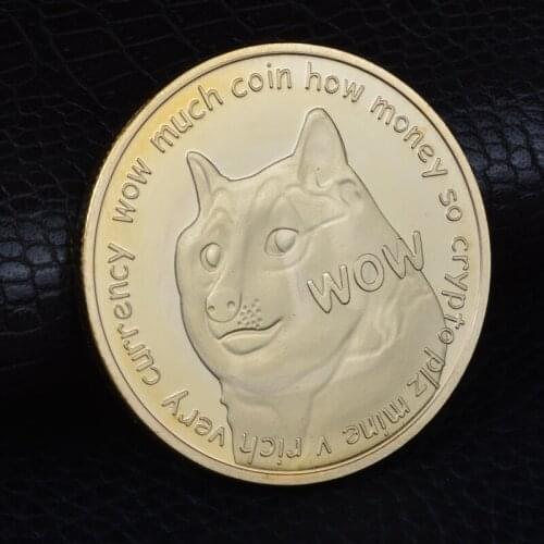 Dogecoin 2021 New Design Cute Dog Metal Commemorative Coin To Send Acrylic Case