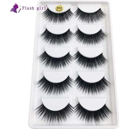 Flash Girl 5 Pair Fluffy False Eyelash 3D Mink Lashes Natural Long False Eyelashes with Private Logo for Makeup 048