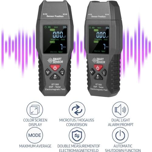 ST1393 EMF Meter Electromagnetic Field EMF Detector Handheld Digital LCD Electromagnetic Field Radiation Tester