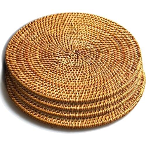 Hand Woven Rattan Pot Mat, Non Slip, Durable, Heat Resistant Heat Insulation Pad Perfect Modern Home Decoration Heat Resistant C