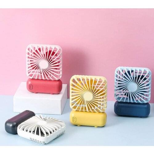 Round/Square Cute Mini Portable USB Charging Desktop Summer Cooling Fan Cooler Low noise, 3 wind speed adjustable, convenient