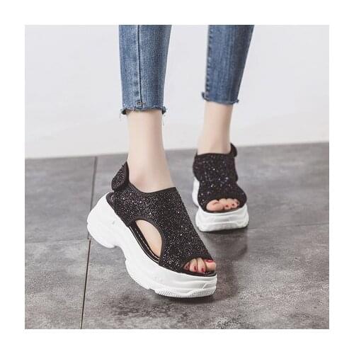 Summer new letter sandals fashion wedge with single shoes platform breathable casual shoes
