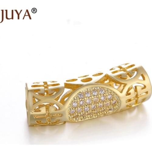 21mm*7mm Copper Zircon Jewelry Accessories Gold Rose Gold Curved tube beads For Jewelry Making Handmade DIY Craft