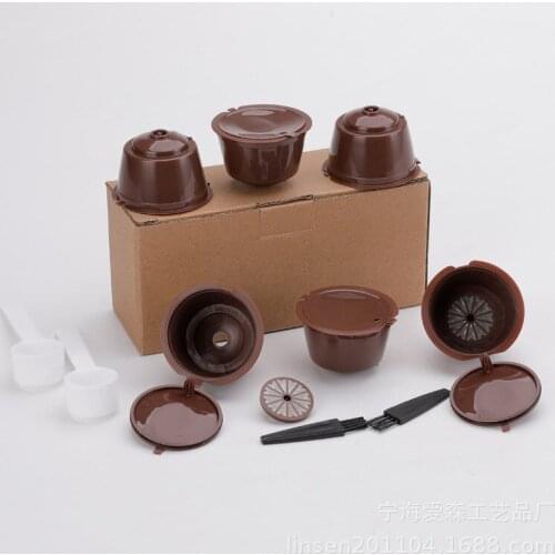 Refillable Coffee Capsules for DOLCE GUSTO Coffee Pods Reusable Coffee Filter Plastic with Spoon Brush High Quality