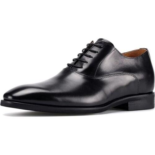 Good Quality Handmade Mens Oxfords Leather Shoes Invisible Elevator Formal Dress Shoes Gain Height 6 CM For Business Working