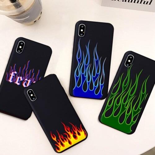 JAMULAR Artistic Personality Flame Soft Silicone Phone Case For iPhone 7 11Pro 12 XS MAX XR X SE2 8 6Plus Black Fire Cover Shell