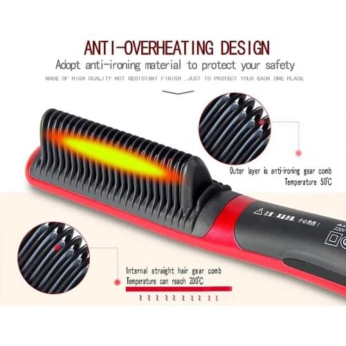 Heating Professional Hair Straightener Curling Multifun Electric Hot Comb Temperature Straightening Hair Comb Curly Styling Tool