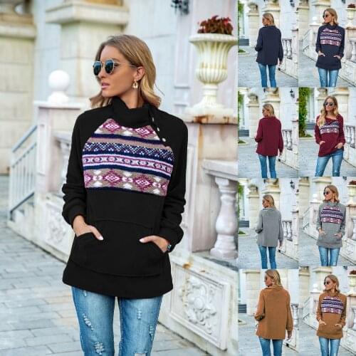 New plush sweater autumn and winter fashion printing womens plus size womens long-sleeved jacket