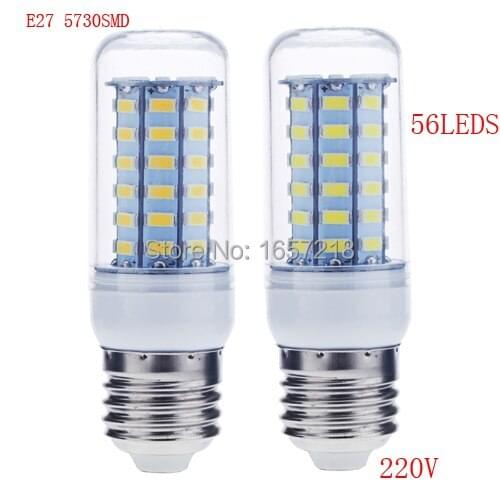NEW E27 12W 56 LEDS 5730 Chip SMD Corn Light Bulb Lamp With Cover Christmas Lights Wholesales