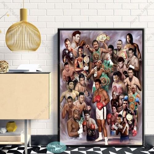 Muhammad Ali Boxer Champions Poster Great Boxing History Posters and Prints Canvas Painting Wall Art Picture for Room Home Deco