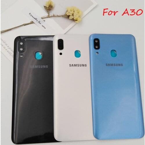 Samsung Galaxy A30 A305 A 30 2019 Plastic Back Battery Cover Door Rear Housing Panel Case Replacement Parts & Camera Lens + Logo