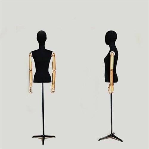 Half-length Female Model Womens Clothing Model Window Display Props Black Cloth Model Mannequin Triangle Floor Standing Rack