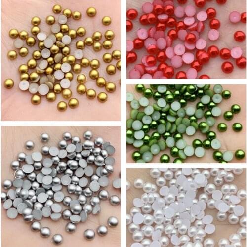 3000pcs 4mm Many color options Flatback Half Round Pearl Craft ABS Imitation Pearl Resin Scrapbook Beads DIY decorate -D42