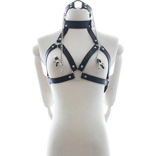 Fashion New Goth Female Stocking Suspender Belt Sexy Vanessa Garter Belt Body Binding Neck Harness Constraint Underwear Retail