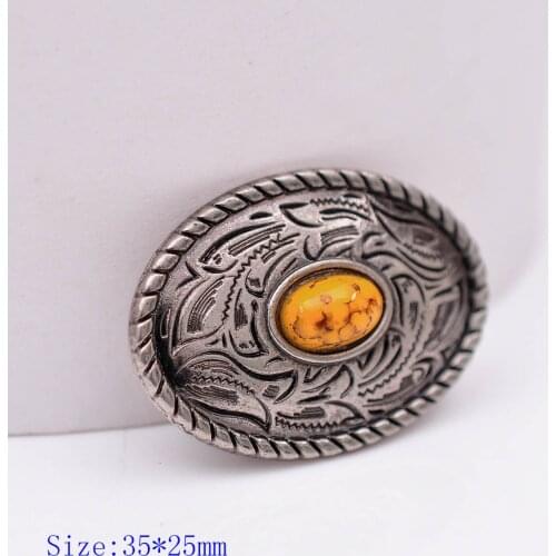10X 35X25MM Western Antique Sliver Yellow Turquoise Engraved Saddle Tack Belt Prairie Dust Oval Conchos