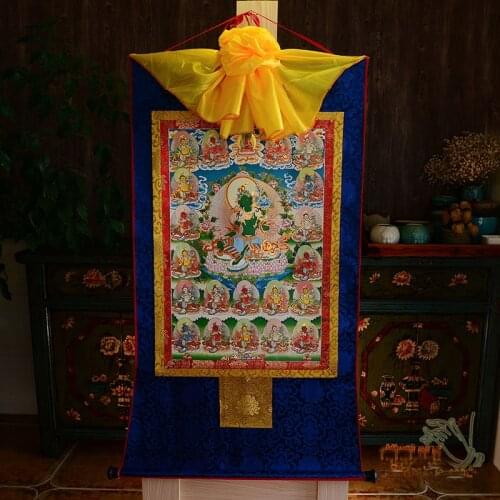 Family Home efficacious Protection--120 CM --Tibetan Buddhism Bodhisattva Green Tara Buddha silk Thang-ga Thangka Buddha art