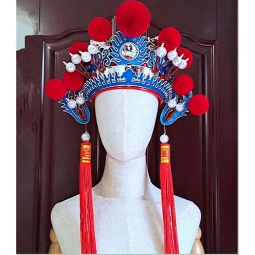 Children Adults Hua Mulan Cosplay Hats Chinese Opera Dance Headwear New Year Stage Performance Funny Wedding Hats Cosplay