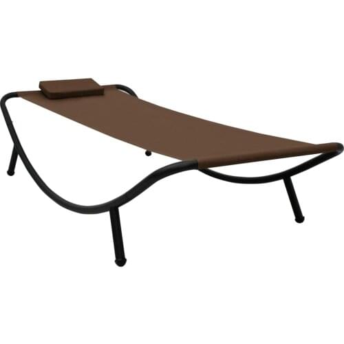 Modern Sun Lounger Brown Outdoor Daybed with Pillow Beach Chair for Campsite Backyard Furniture Chairs Weather Resistance