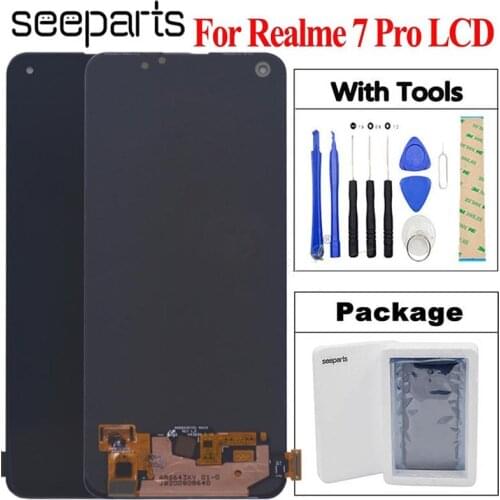 Super AMOLED For OPPO Realme 7 Pro RMX2170 LCD Display Touch Screen Digitizer Assembly Replacement For Realme 7 Pro Phone 6.4"