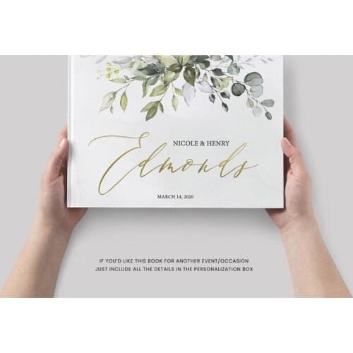 Watercolor Greenery Gold Wedding Guest Book Instant Photo Wedding Guestbook Personalized Boho Wedding Gift Polaroid Instax