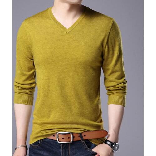 Pullover O-neck Slim Fit Knitting Hombres Long Sleeve Sweaters Fashion V-neck Mens Sweaters Big Size N5870