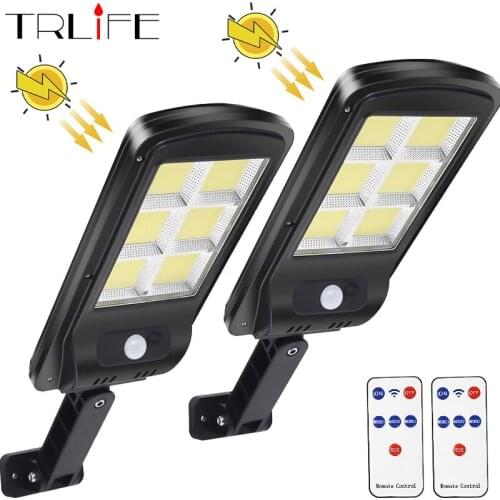 128 COB Solar led Street Lights Outdoor Security Light Wall Lamp IPX5 Waterproof PIR Motion Sensor Smart Remote Control Lamp