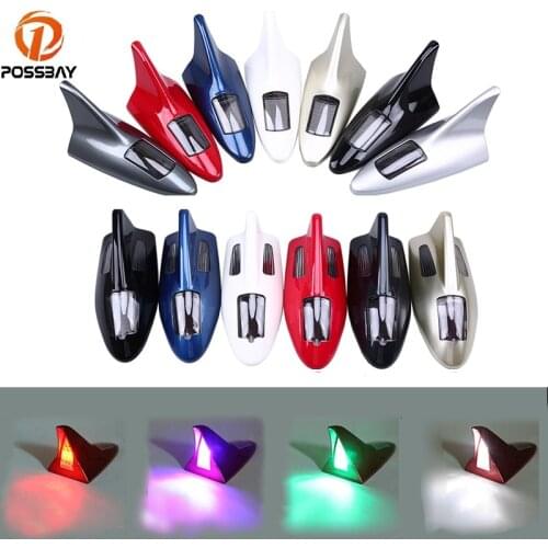 POSSBAY Universal Shark Fin Shark Antenna Solar Energy Shark Car Decoration Fin Shark Antenna for Audi VW BMW Ford Antennas
