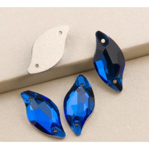 YANRUO Capri Blue 3254 Leaf Flat back Rhinestones Crystal Button Stones Sew on Rhinestone Sewing Stones For Clothes