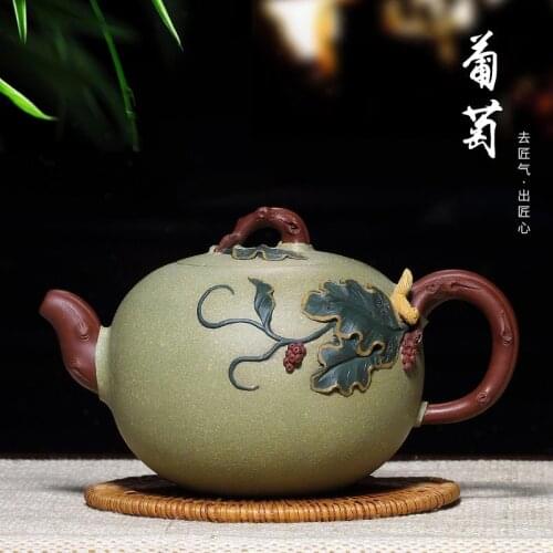Yixing purple clay teapot famous designer Dales pure handmade flower grape