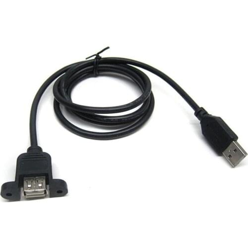 YTC064-2 100cm USB Extension Cable with Screw Panel Mount USB 2.0 Male to Famale Cables Connectors For Computer Motherboard