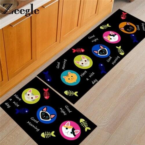 Zeegle Cartoon Kitchen Area Rugs Non-slip Kids Bedroom Carpets Doormats Outdoor Absorbent Bathroom Mats Coffee Table Floor Mats