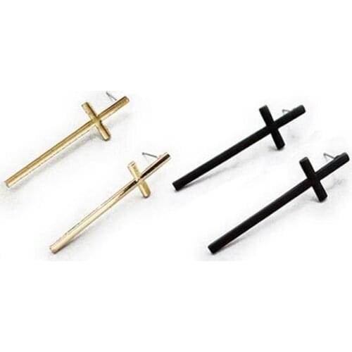 1 Pair Vintage Rock Punk Gothic Charm Big Cross Earrings Lovers Ear Studs Earring Cool Retro Jewelry Unisex Birthday Gift Men