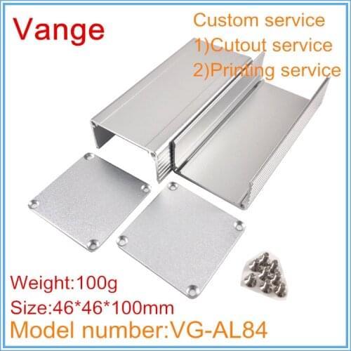 1pcs/lot mould extruded profile project metal boxes 46*46*100mm 6063-T5 aluminum enclosures boxes diy for PCB module design