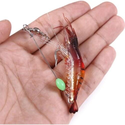 1pc Plastic Fake Soft Shrimp Fishing Tackle 8cm Luminous Plastic Simulation Soft Shrimp Fake Lure Faux Bait Fishing Accessories