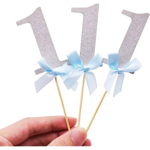10pcs/lot Cake Topper Insert Card Baby Shower Cake Topper 1 Year Kids Birthday Cupcake Inserting Card Decorative Accessories