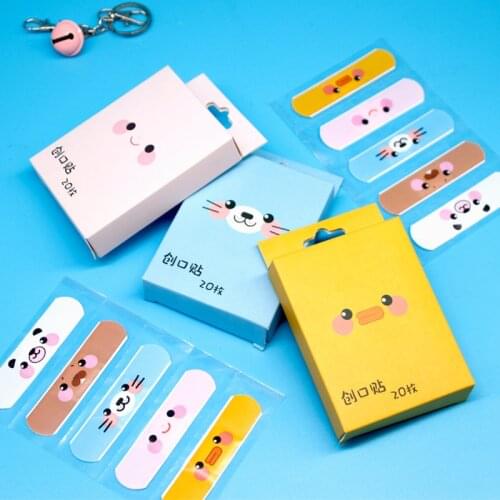 20PCs Kawaii Breathable Cute Cartoon Band Aid Outdoor Portable Decor Adhesive Bandages First Aid Emergency Kit For Kids Children