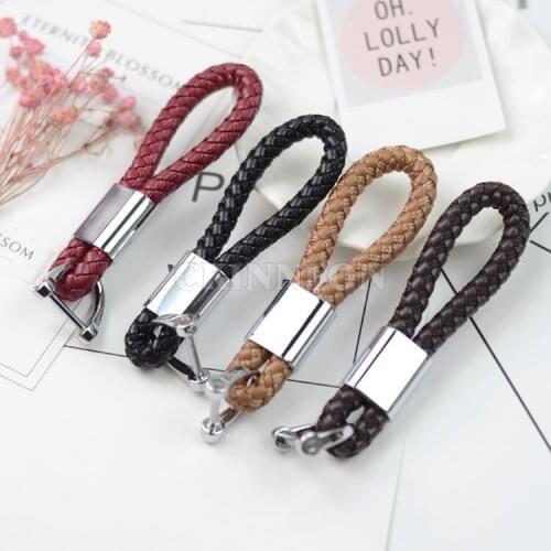200Pcs/Lot Leather Braided Strap Keychain Car Key Chain Ring for BMW Mercedes VW Car Key Holder Rings