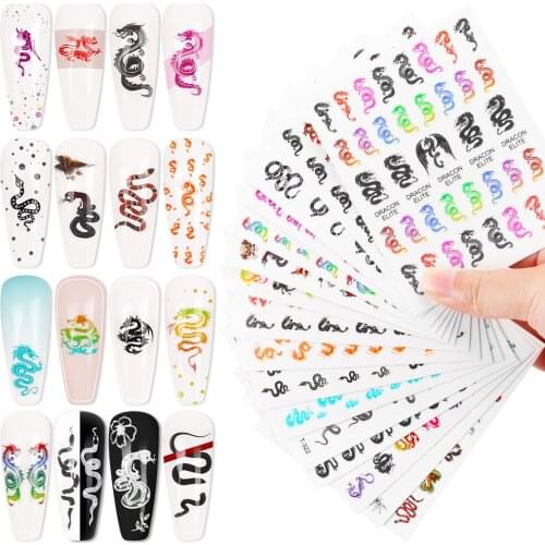 16pcs/lot 3D Nail Stickers Dragons Self-Adhesive Transfer Stickers Snake DIY Nail Art Decals Manicure Salon Acrylic Tips Tool