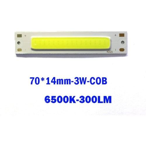 3W COB LED long lamp beads 70*14MM bright Surface light source rectangle for 3V 3.7V lithium battery light board 5pcs
