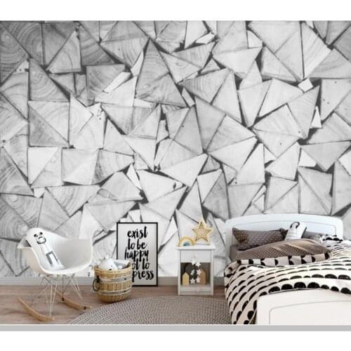 Papel de parede abstract black and white geometric wooden board wallpaper mural,living room bedroom wall papers home decor