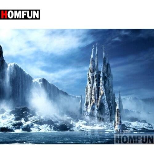 HOMFUN Full Square/Round Drill 5D DIY Diamond Painting "Snow mountain castle" 3D Embroidery Cross Stitch 5D Home Decor A17163