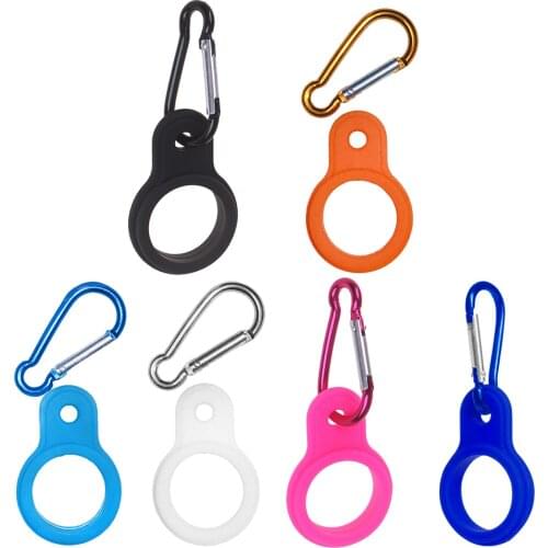 Aluminum Sports Kettle Buckle Outdoor Carabiner Water Bottle Holder Rubber Buckles Clip Hook Camping Hiking Backpacking Tool