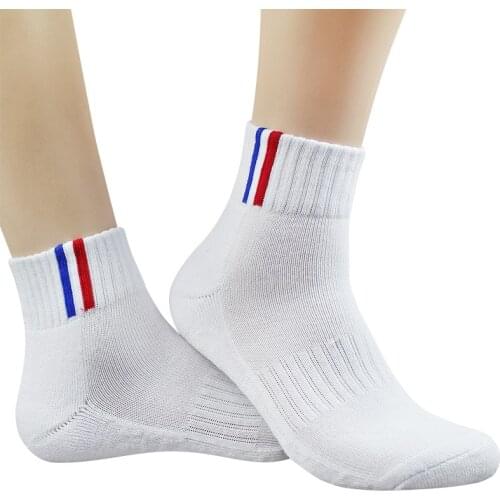 Thick Badminton Basketball Athletic Socks Mans Womans Low Cut Striped Cotton Tennis Golf Running Sports Black White Terry Sock