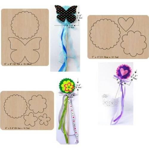 Flower Butterfly Birthday Cake Decor Plug-in Flag Handwork WoodenMold Wood Dies Leather Cloth Craft Christmas Balloon Pendants