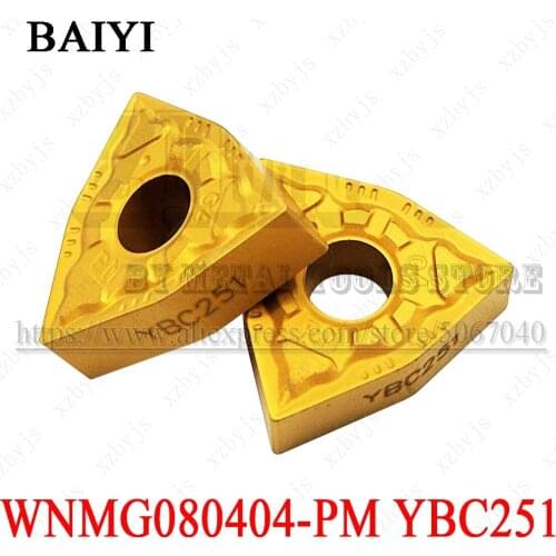 10pcs WNMG080404-PM YBC251 WNMG431 WNMG080404 Turning tools cutter lathe cemented carbide blade external turning tool for steel