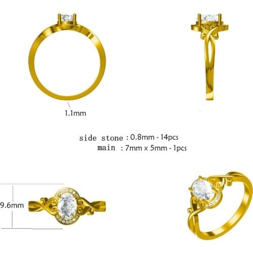 925 Sterling silver oval 7x5mm semi mount ring setting zircon stone ring