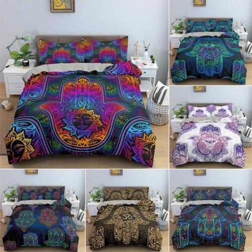 2/3Pcs Luxury Bedding Set Hamsa Hand of Fatima Duvet Cover Set For Bedroom Psychedelic Style Quilt Cover Home Textile