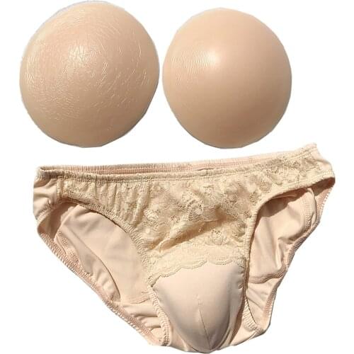 Lace Camel Toe Butt Lifter Breathable Hip Enhancer Boxers With 2PCS Silicone Ass Pads Hiding Gaff Crossdresser Ajusen