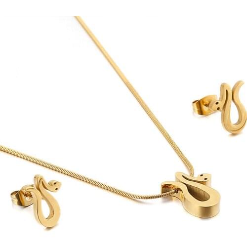 Pendants Necklance and Earrings Jewelry sets steel snake-shaped earrings necklace set Korean fashion girls accessories